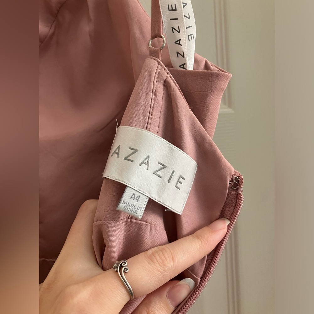 Azazie Dusty Rose Chiffon Bridesmaid Dress with Multiway Tie Front - Picture 4 of 8